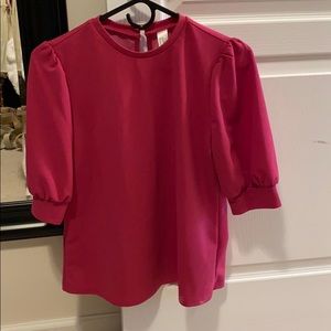 Pink puff-sleeve top